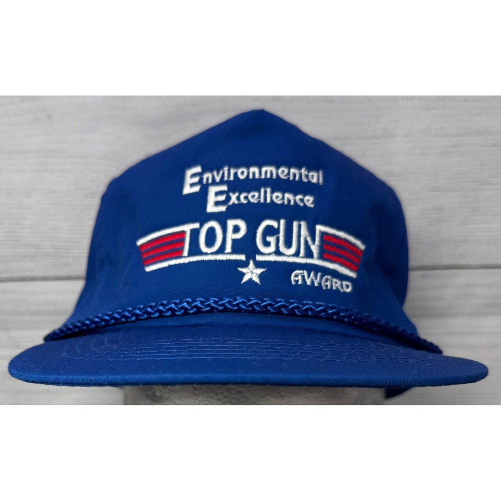 Vintage KC Top Gun Environmental Excellence Award Snapback Hat Blue Rope Cap‎